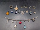 🔥 STERLING SILVER ESTATE JEWELRY LOT BRACELET CHARMS PENDANTS OPAL RING VINTAGE