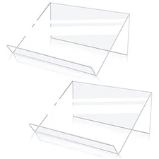  Book Stands for Display, 2 Pack Slightly Elevated Clear Acrylic Book Display 