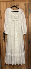 Gunne Sax Jessica McClintock Cream Floral Maxi Dress Size 11