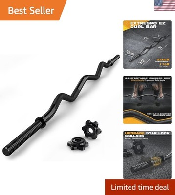 1-Inch EZ Curl Bar - 47  Long, Ideal for Squatting and Lunges,