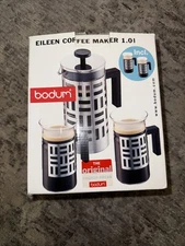 Bodum Eileen 34 Oz/8 Cup French Press Coffee Maker + 2 matching cups gift set