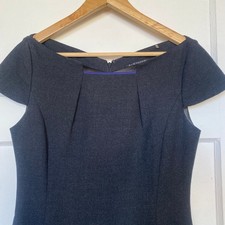 Elie Tahari Grey Blue Cap Sleeve Midi Dress Work Office Structured Tank
