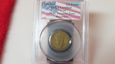 WTC GROUND ZERO RECOVERY JAMAICA 1/2 PENNY 9-11-01 PCGS GEM BU QUEEN