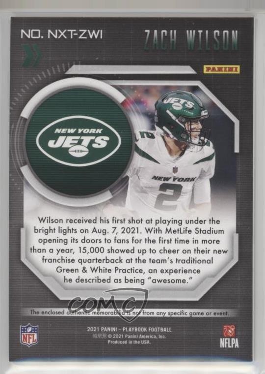 2021 Panini Playbook Next Up Jerseys Zach Wilson #NXT-ZWI Rookie RC 3h1