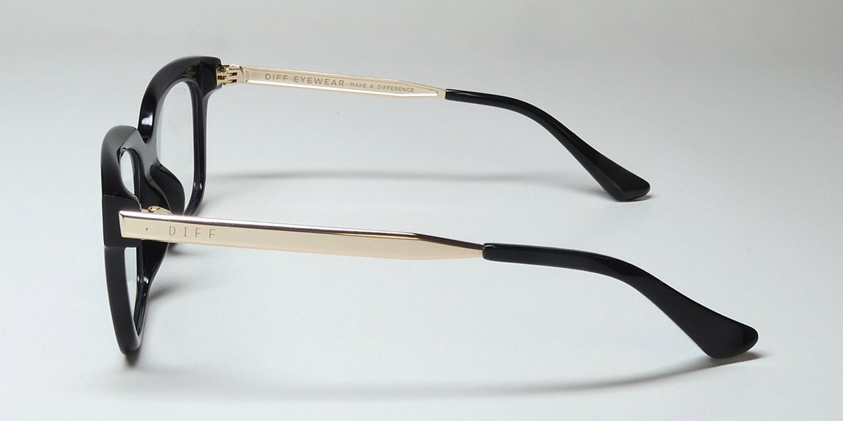 NEW DIFF BELLA BLUE LIGHT LENS EYEWEAR FULL-RIM BLACK BK 50-17-142 SQUARE WOMENS View 4