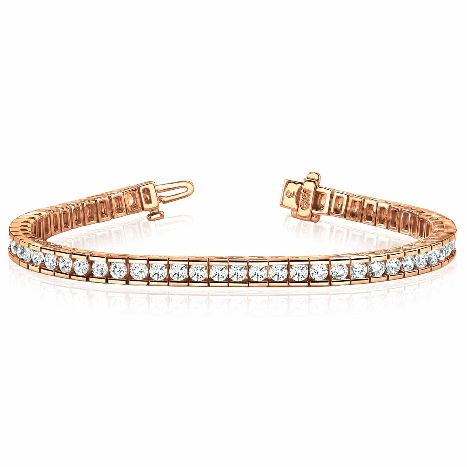 "10.50CTW Lab-Grown Diamond 14K Yellow White Rose Gold Tennis Bracelet 7.5\""