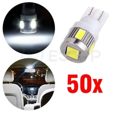50x T10 6SMD 168 194 2825 LED Bulb For License Plate Light Xenon White 7000K 12V
