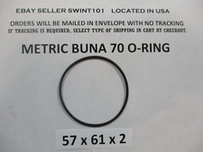 57mm ID x 61mm OD x 2mm thick O-ring. Buna-70. Quan 1.