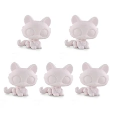 5pcs White Molds Toys Crouching Cat#029 Design by Yourself Adorable Toys Gift