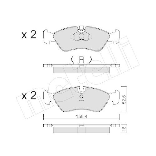 Plaquettes de frein Metelli 22-0117-0 pour disques de frein Opel et Vauxhall