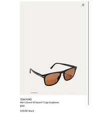 Tom Ford Gerard-02 Square T-Logo Men's Sunglasses Black Frame Brown Tinted Lens