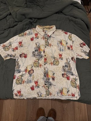 Big Dogs Hawaiian Rayon Button Up Shirt with Tropical Drinks and Big Dog Size XL