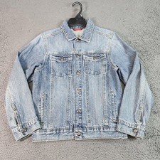 OshKosh Jacket Youth 12 Blue Denim Jean Trucker Button Front Pockets Casual