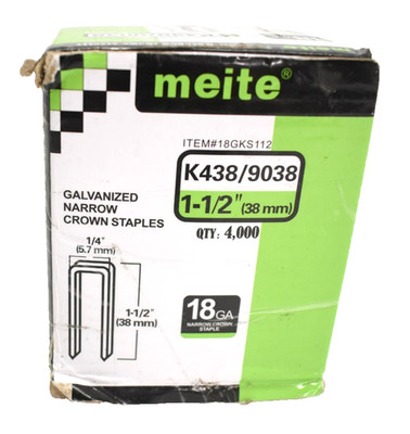 Meite 18 Gauge 1/4'' Narrow Crown Staples 4000 Pack 1-1/2'' Heavy Duty Upholstery