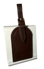 Louis Vuitton Leather Name Tag w/ MS Initials Damier Ebene Goldtone France
