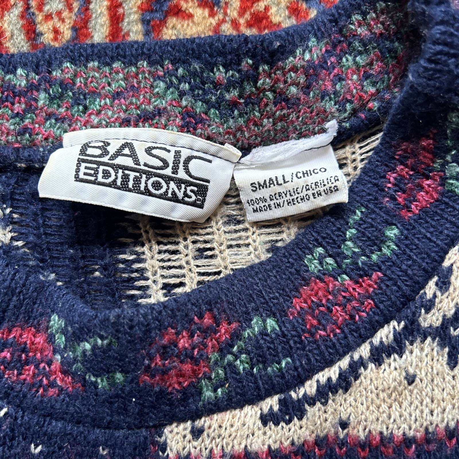 90s Vintage Basic Edition Pullover Sweater Sz S F… - image 2