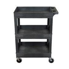 Luxor Plastic Utility Tub Cart - Three Shelf-Black - 24" x 18" SEC111-B Luxor
