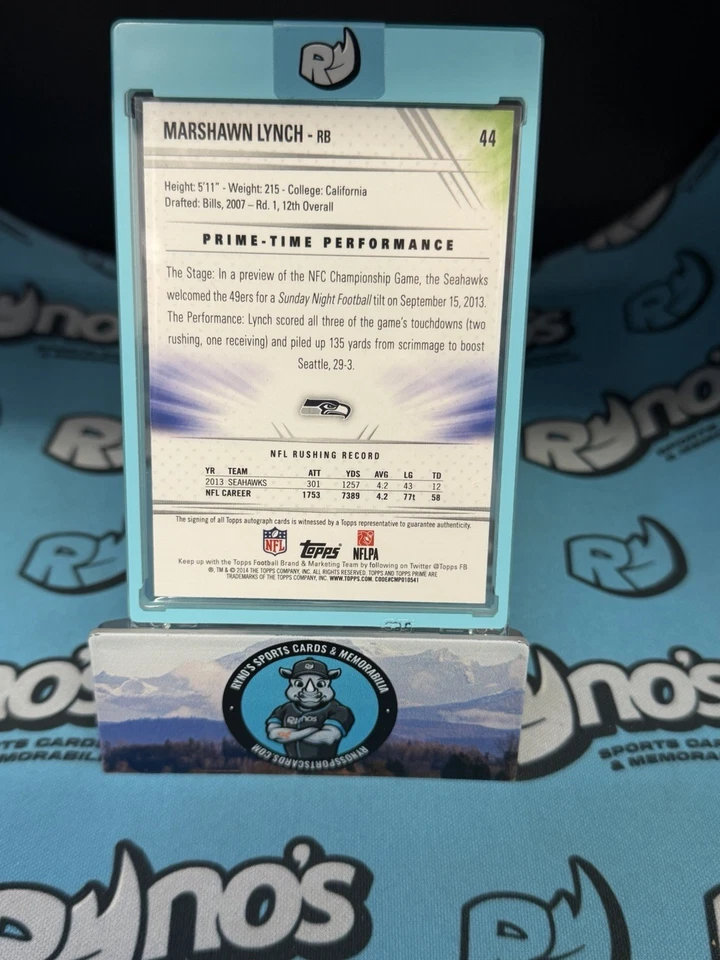 2014 Topps Primetime Performance Marshawn Lynch Auto - Image 2 of 2