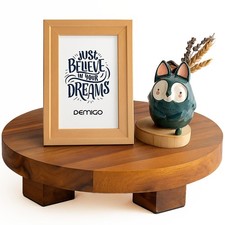 Demigo Round Acacia Wood Riser 9.5 inches - Footed Pedestal Display Stand for