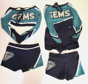 Varsity Spirit Cheer Cheerleader Uniform Youth Y M, L & XL GEMS Rhinestone 4pcs!