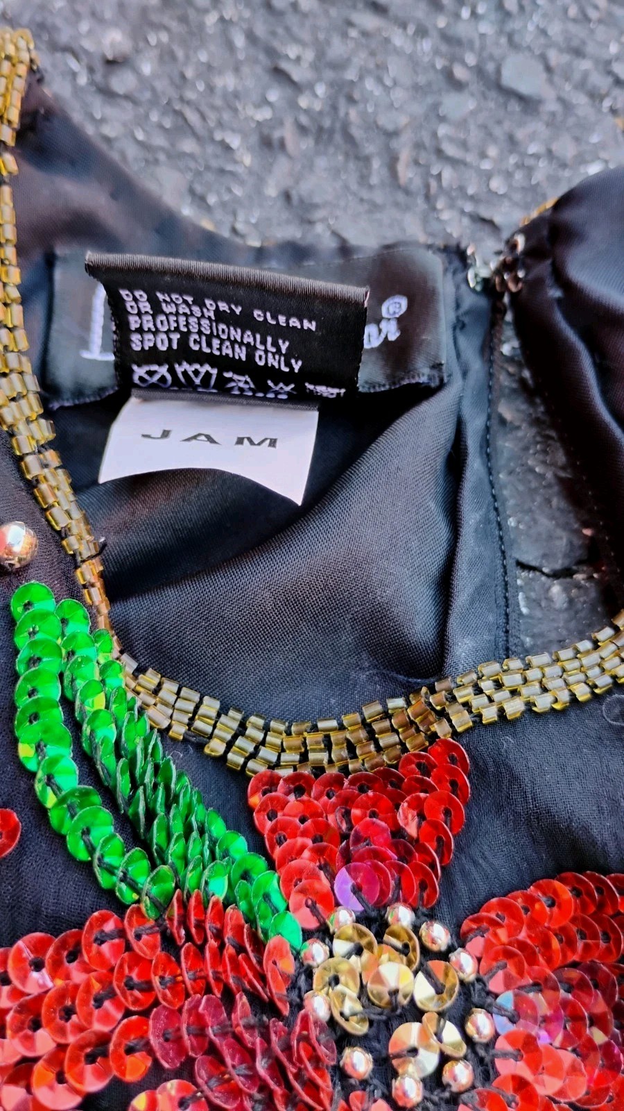 Holiday Beaded Poinsettia Christmas Blouse Laurece Kazar Size S *Missing Zipper