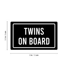 Twins On Board - Black 3.5" x 6" Wall Art Decal Vinyl Sticker