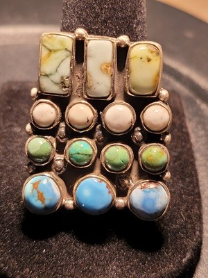 Golden Hills Palomino Emerald Valley White Buffalo SS 925 Adjustable Ring
