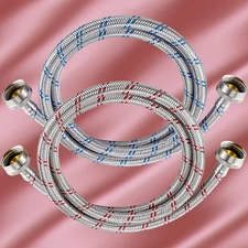 4yourhome 2PK Stainless Steel Extra Long Premium Washing Machine Hoses