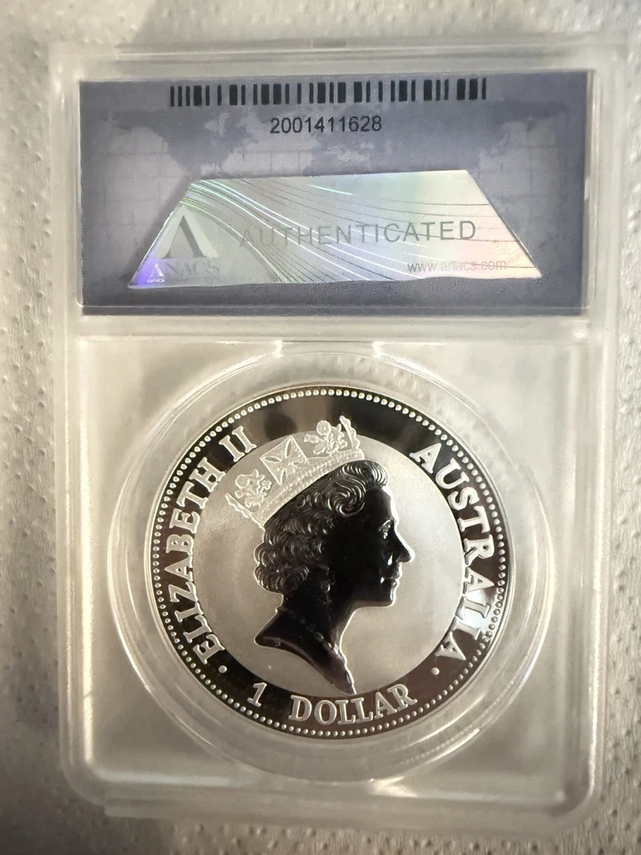 1993 Australia $1 Silver Kookaburra ANACS MS-70 DCAM - Image 2 of 2