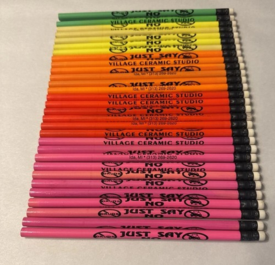 #ad Lot of 30 NEW Vintage Just Say No To Drugs Pencils Neon Village Ceramics Lot C $25.10