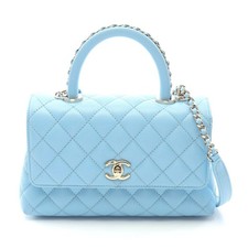 Chanel Coco Handle Flap Handbag Women Blue One Size
