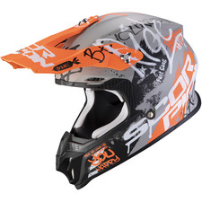 Casco motocross fuoristrada Scorpion VX-16 Air Oratio grigio opaco/arancione