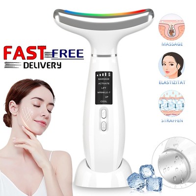 6IN1 Massagegerät Gesicht Facelifting EMS Mikrostrom Lifting Falten LED AntiAge