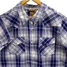 VTG 90's Wrangler Mens Plaid Short Sleeve Pearl Snap Front Western Shirt XXL