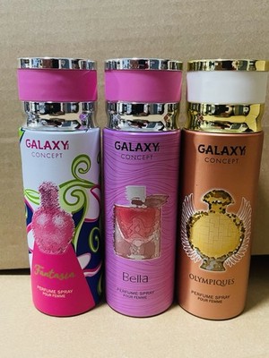 3 Galaxy Plus Concept Perfume Body Spray For Women 200 Ml Each Brand NEW