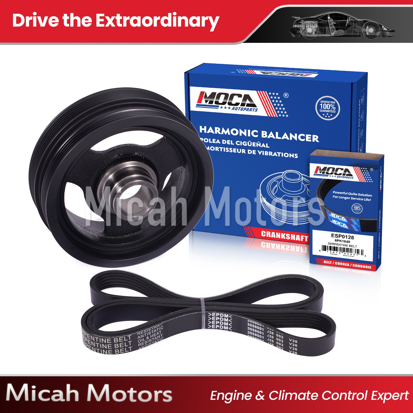 Harmonic Balancer & Serpentine Belt for 09-11 & 2013 Chevrolet Corvette 6.2L