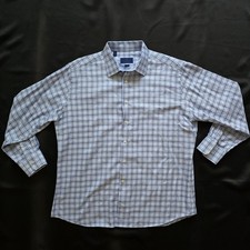 David Donahue Button-Up Dress Shirt Blue Plaid Long Sleeve Men's 18-34/35