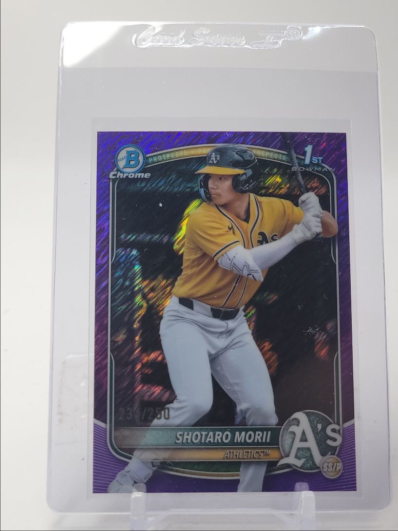 SHOTARO MORII 2025 BOWMAN CHROME 1ST PURPLE SHIMMER ATHLETICS /250 Q5876