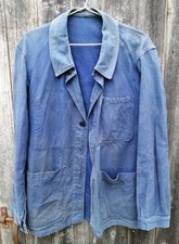 AR1- Ancienne veste bleu de travail délavé ouvrier paysan