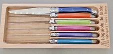 Laguiole de table Steak Knives Inox France Knife Colorful Rainbow Handles w Case