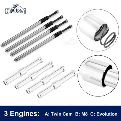 Adjustable Pushrods & Covers Kit For 1999-2017 Harley Twin Cam (Excludes 2017 Touring) - Black