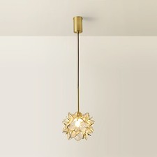 Image of Reine Glass Flower Shade Gold Threaded Ceiling Pendant Light Fitting LED Lamp