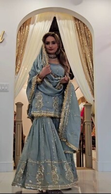 open lace back dress Pakistani party wear dresses with Sequins and thread work  Nameera by  Farooq