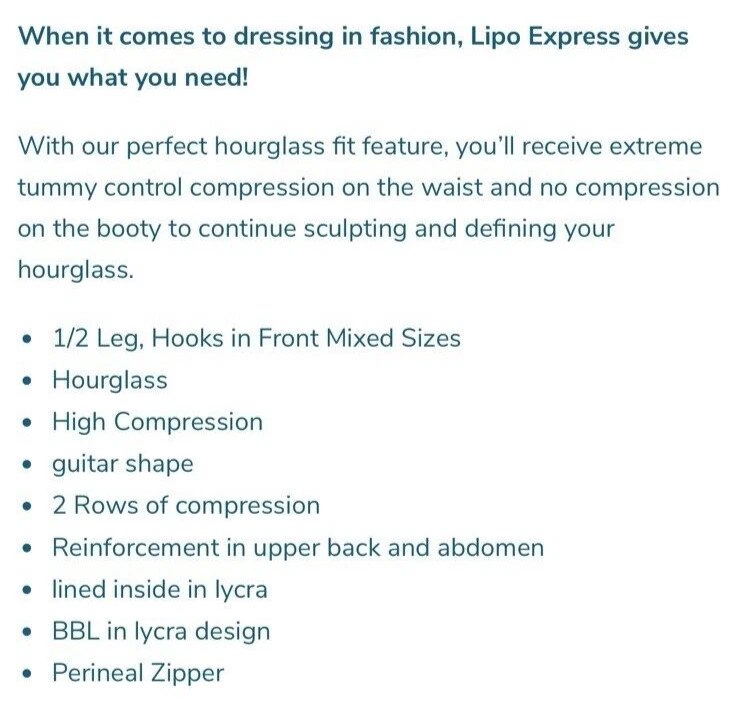 LIPO EXPRESS Mujer 4XL FAJA MODELADOR Remodelación Instantánea Figura Negra Postoperatoria Foto 4 de 4