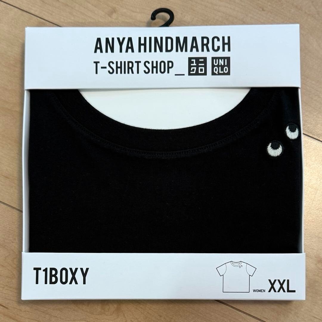 UNIQLO ANYA HINDMARCH T1BOXY Boxy T-shirt BLACK GRAY XXL 3XL