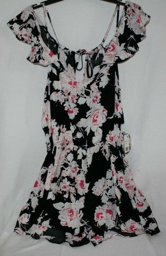 Bebop Women's Juniors Romper Jumper Size Large Black/Floral - Picture 1 of 3