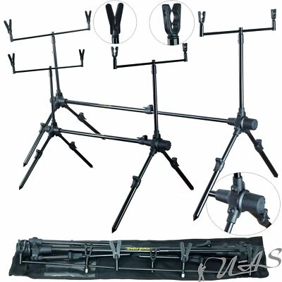 Delta Fishing Rod Pod 4 Bein Rutenständer inklusive 4 Ruten Halter & Tasche Kva