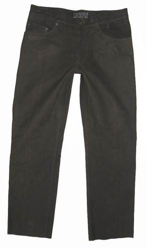 " henson & " Men's Leather Jeans Nubuk- Pants IN Dark Braun W33 "/ L32 "