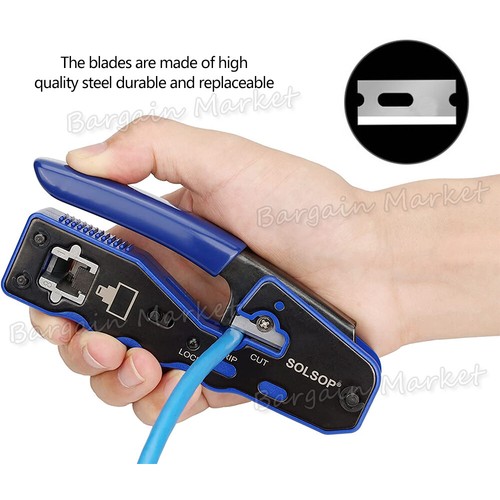 RJ45 Crimper EZ Cat 5e 6 7 HD Pass Through Network Connector Tool Crimping Plier - Picture 6 of 9