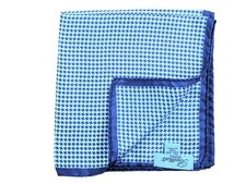 Battisti Pocket Square: Royal blue  white mini check, pure silk
